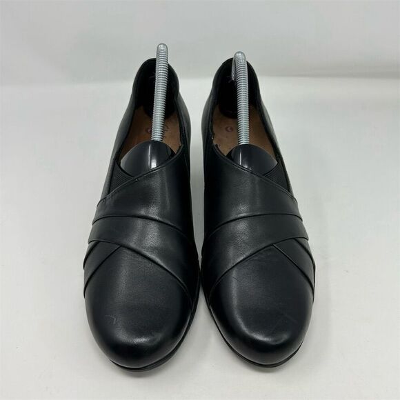 Clarks Unstructured Black Leather Slip-On Comfort Loafers Size 11 Casual Comfort - Picture 4 of 15